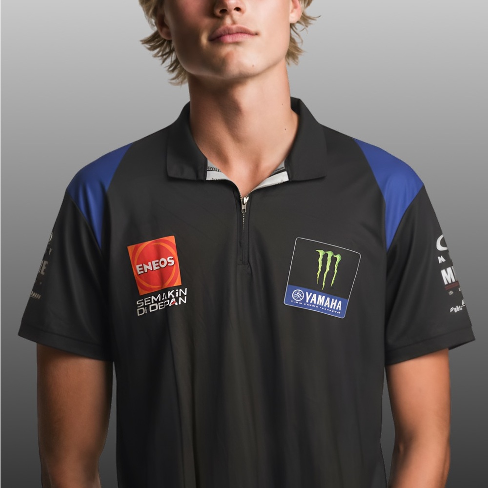 Yamaha Black and Blue Polo Shirt